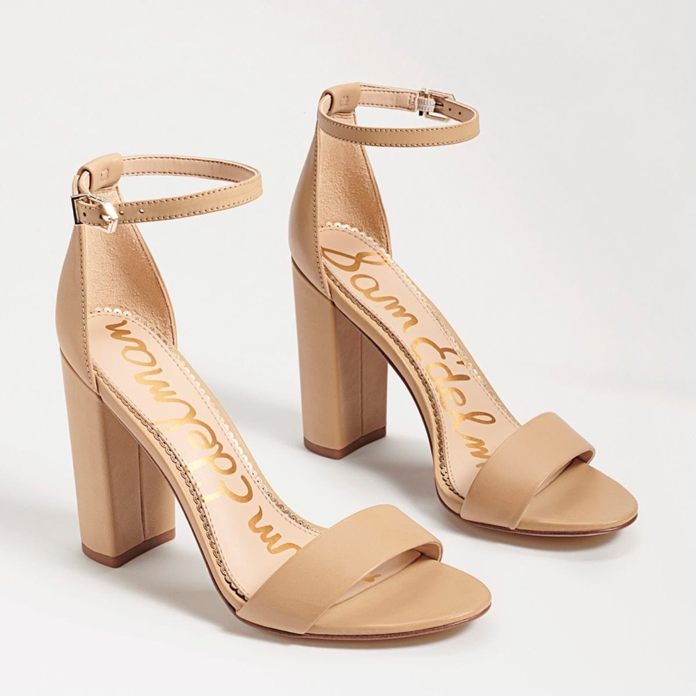 Sam Edelman beige nude straps block heels